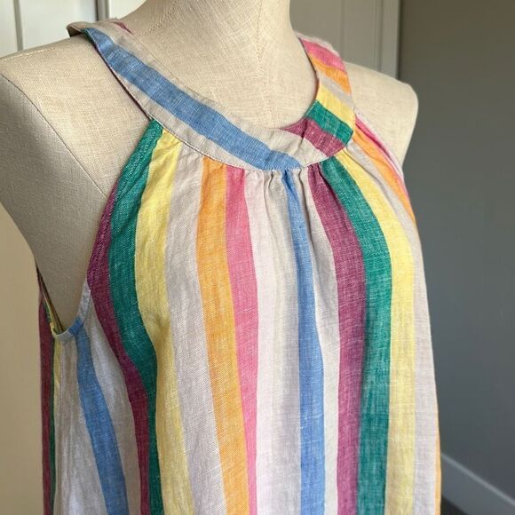 C&C California Linen Rainbow Stripe Halter Shift Dress-NWOT - Picture 7 of 13